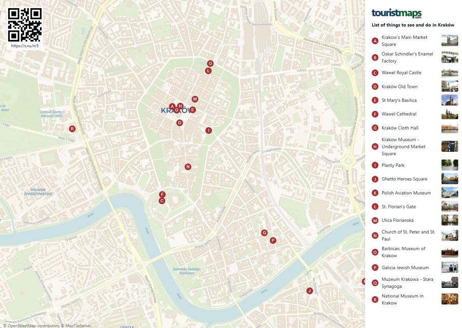 Kraków tourist map